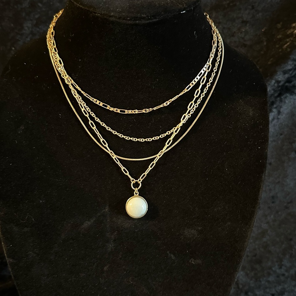NWT Anne Marie Gold Multi-Layer Necklace with Pendant